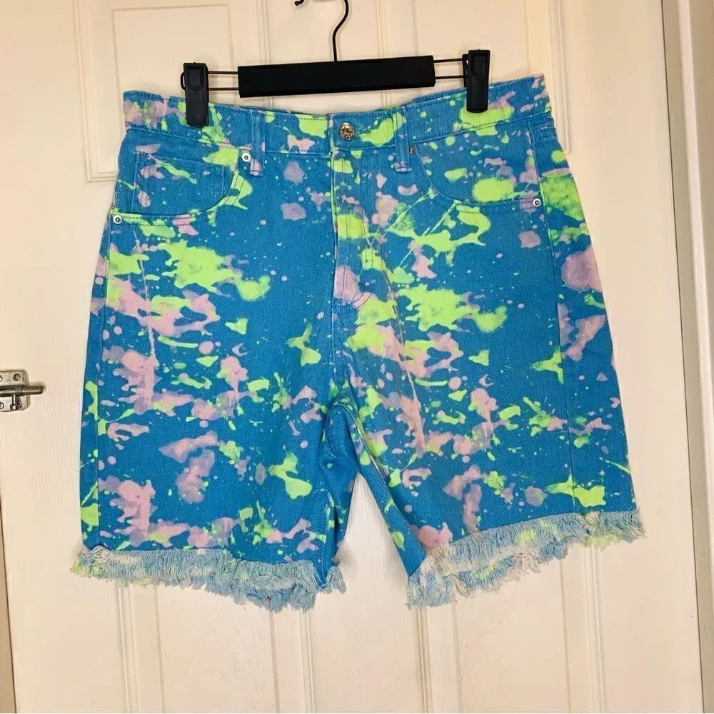 Wild Fable High Rise Bermuda Shorts Paint Splatter Size 8